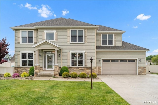 3906 Ontario Dr, Wheatfield, NY 14120 - view of front of home featuring stone siding, driveway, and a shingled roof