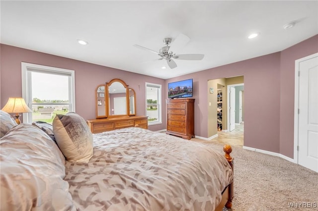 3906 Ontario Dr, Wheatfield, NY 14120 - carpeted bedroom featuring baseboards, a ceiling fan, and recessed lighting