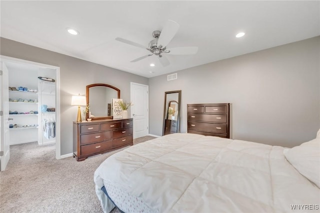 3906 Ontario Dr, Wheatfield, NY 14120 - bedroom with light carpet, baseboards, a ceiling fan, and recessed lighting