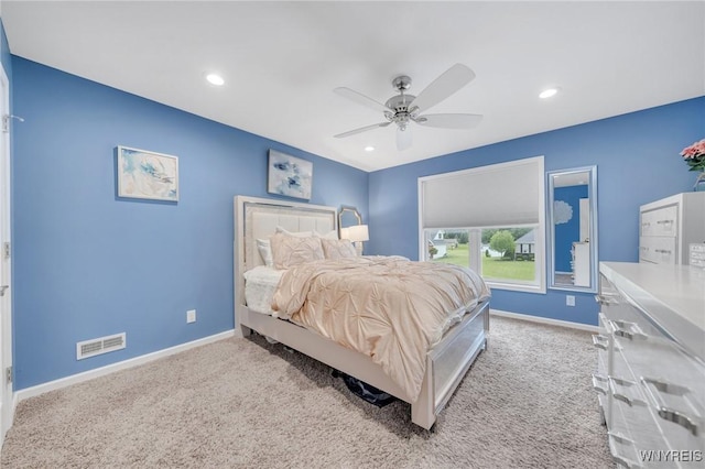3906 Ontario Dr, Wheatfield, NY 14120 - carpeted bedroom with baseboards, recessed lighting, and ceiling fan