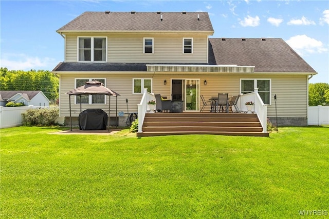 1660 Shallow Creek Trl, Webster, NY 14580 - back of house with a deck, outdoor dining space, and roof with shingles