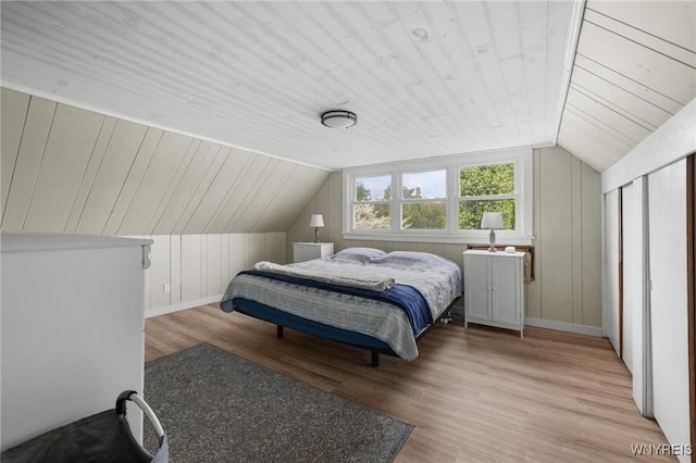 2654 Main St, Newfane, NY 14108 - bedroom with lofted ceiling, light wood-type flooring, and wooden ceiling