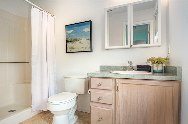 65 Geraldine Pkwy, Gates, NY 14624 - bathroom with vanity, toilet, tile patterned flooring, and a shower with shower curtain