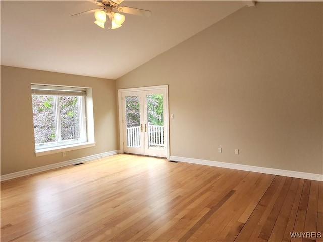 6731 Chestnut Ridge Rd, Orchard Park, NY 14127 - unfurnished room with light wood finished floors, baseboards, healthy amount of natural light, and high vaulted ceiling