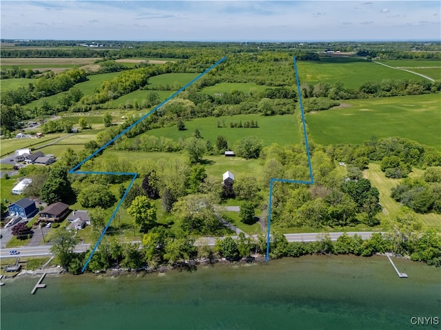 5199 W Lake Rd, Fleming, NY 13021 - aerial view of sparsely populated area featuring property boundaries highlighted and a nearby body of water