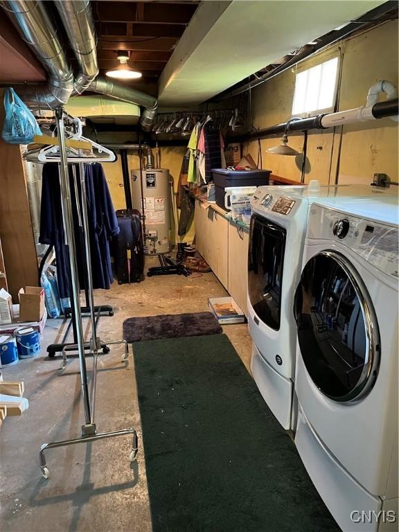 7 Roberts St, Adams, NY 13605 - laundry room with water heater and washer and dryer