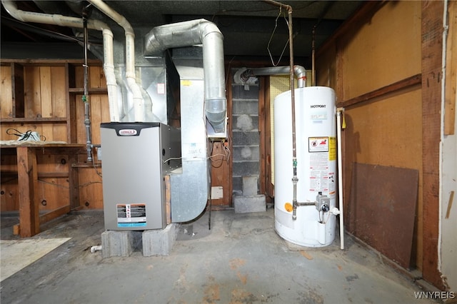 1104 98th St, Niagara Falls, NY 14304 - utility room featuring gas water heater and heating unit