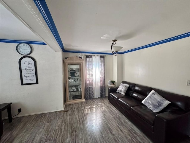 77 Mosley Rd, Greece, NY 14616 - living room with wood finished floors, crown molding, and baseboards