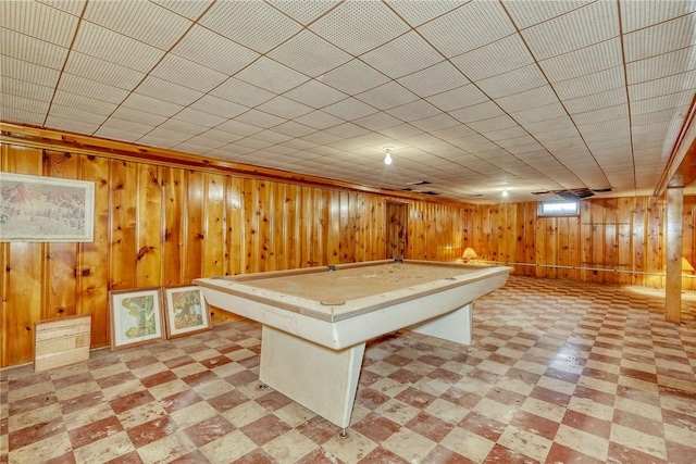 492 Drumm Rd, Webster, NY 14580 - game room with light flooring, billiards table, and wooden walls