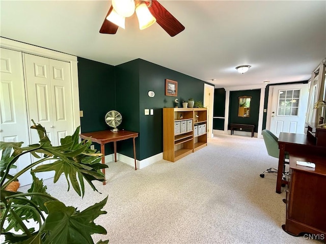 3228 Cedarvale Rd, Onondaga, NY 13120 - carpeted office with ceiling fan and baseboards