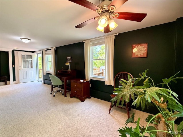 3228 Cedarvale Rd, Onondaga, NY 13120 - carpeted home office with healthy amount of natural light and ceiling fan
