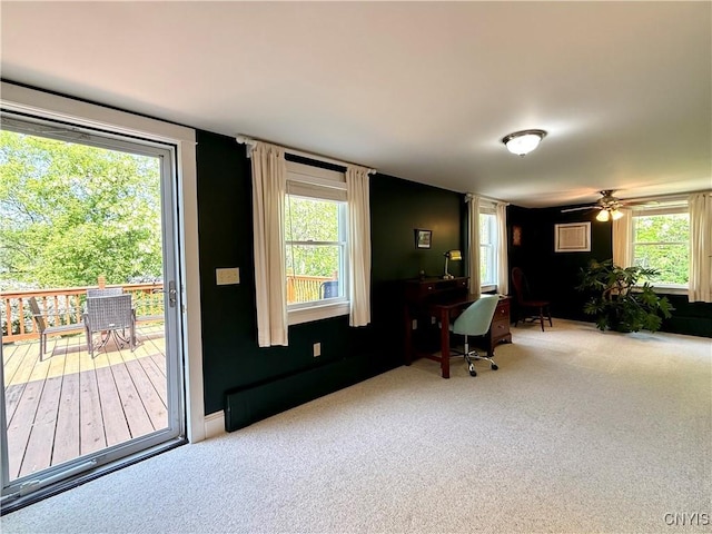 3228 Cedarvale Rd, Onondaga, NY 13120 - home office with carpet, plenty of natural light, and ceiling fan