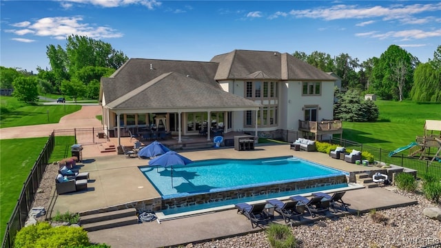 35 Pinegrove Ct, Elma, NY 14059 - view of swimming pool featuring outdoor lounge area and a patio area