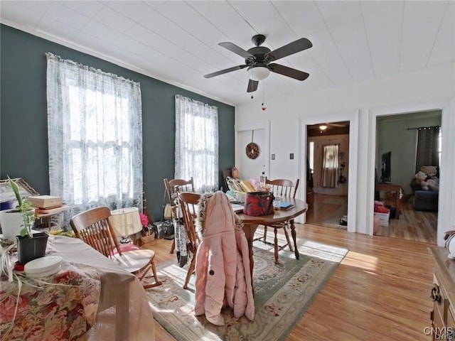 233 Elm St, German Flatts, NY 13357 - dining space with ceiling fan and light wood-style floors