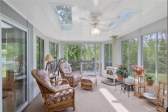 112 Ausable Run, Salina, NY 13088 - sunroom featuring a skylight, carpet, and plenty of natural light