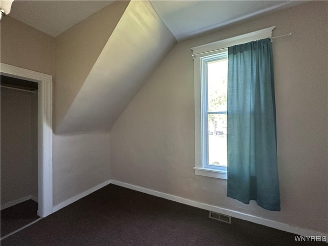 325 Rhode Island St, Buffalo, NY 14213 - bonus room featuring vaulted ceiling, dark colored carpet, and baseboards
