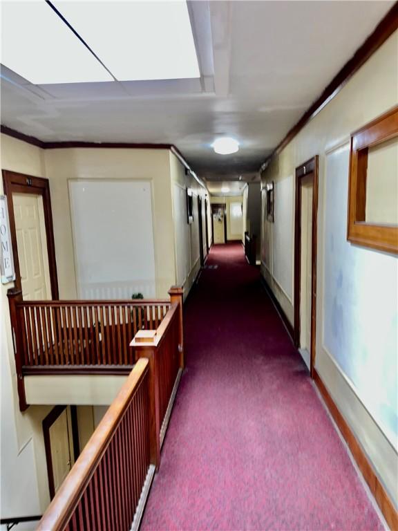 571 Lake Ave, Rochester, NY 14613 - hall with dark carpet and crown molding