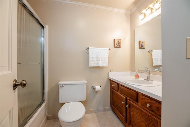 11 Brightwoods Ln, Brighton, NY 14623 - full bath with baseboards, vanity, crown molding, toilet, and tile patterned flooring