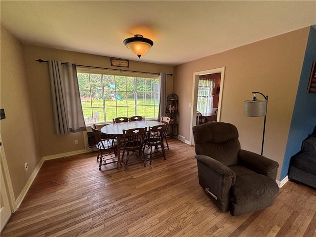 46 Dickerson St, Lyons, NY 14489 - dining area featuring wood finished floors, plenty of natural light, and baseboards
