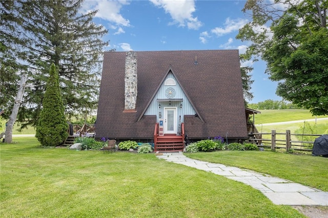 2703 Lembke Rd, Arcadia, NY 14489 - a-frame home with a wooden deck