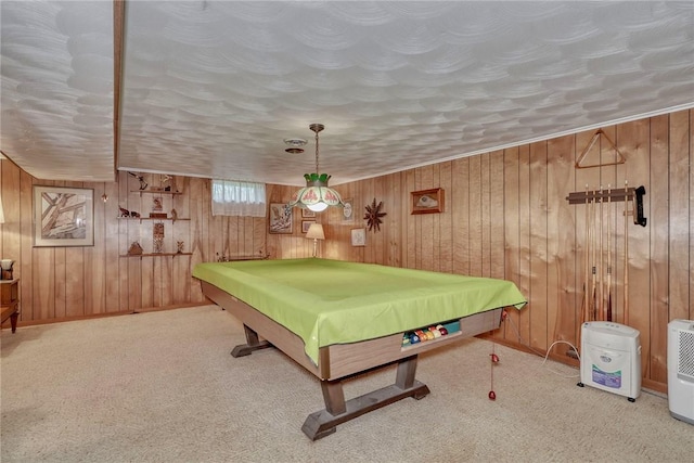 261 Hager Rd, Greece, NY 14616 - rec room with billiards table, carpet flooring, and wood walls