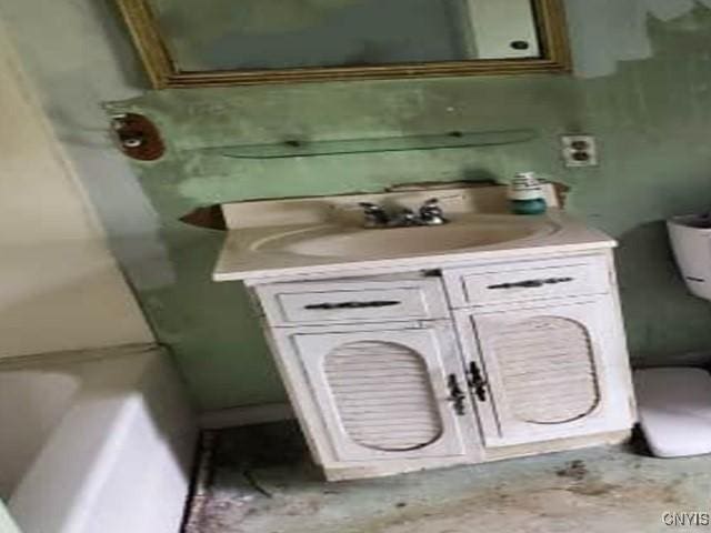 211 Vienna St, Arcadia, NY 14513 - full bath featuring toilet, vanity, a bath, and a shower