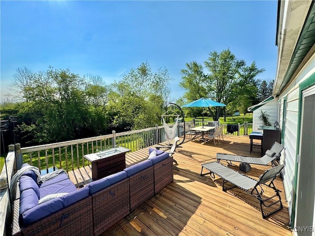 5812 S Street Rd, Fleming, NY 13021 - wooden terrace featuring outdoor dining area and outdoor lounge area