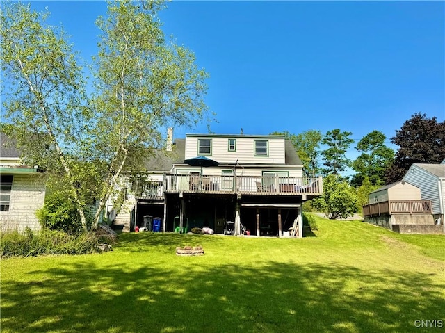 5812 S Street Rd, Fleming, NY 13021 - back of house with a deck and a lawn