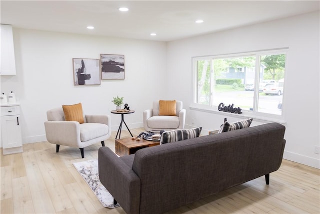 136 Nevins Rd, Henrietta, NY 14467 - living room featuring light wood-style flooring, recessed lighting, and baseboards
