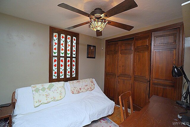 2477 Ridge Rd, Lewiston, NY 14131 - bedroom with wood finished floors and ceiling fan