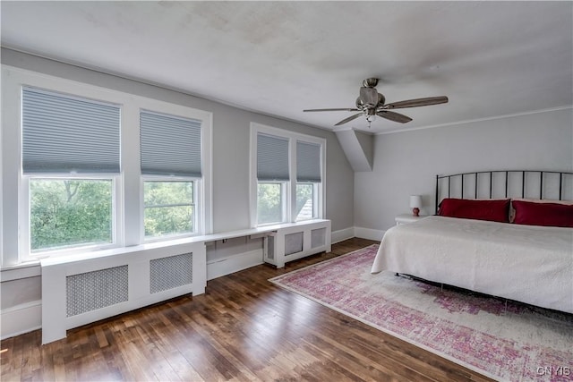 621 N Hycliff Dr, Watertown-City, NY 13601 - bedroom featuring radiator heating unit, wood finished floors, baseboards, and ceiling fan