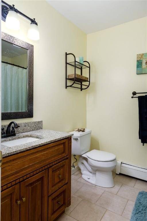 25 Highland Dr, Corning-City, NY 14830 - full bath with toilet, vanity, tile patterned floors, and a baseboard heating unit