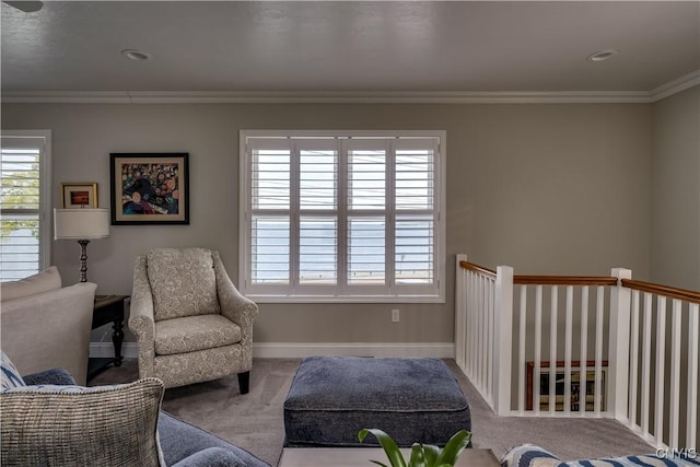 32160 State Route 12e, Cape Vincent, NY 13618 - sitting room featuring carpet, ornamental molding, healthy amount of natural light, and baseboards