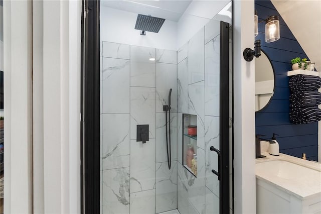 7698 Ridge Rd, Sodus, NY 14551 - full bathroom featuring a marble finish shower and vanity