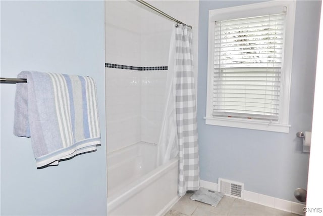 4284 Cleveland Rd, Onondaga, NY 13215 - full bath with shower / tub combo, tile patterned flooring, and baseboards