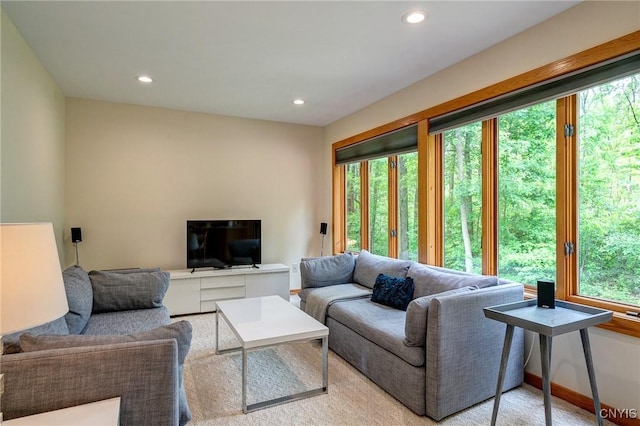 3502 Lightfoot Ln, Lysander, NY 13027 - living room featuring recessed lighting and light colored carpet