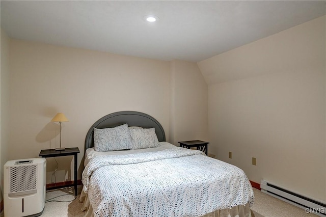 3502 Lightfoot Ln, Lysander, NY 13027 - carpeted bedroom with baseboard heating, baseboards, and recessed lighting