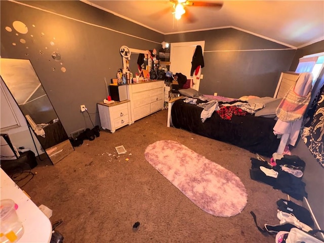 1563 Norton St, Rochester, NY 14621 - bedroom featuring carpet floors, crown molding, vaulted ceiling, and ceiling fan
