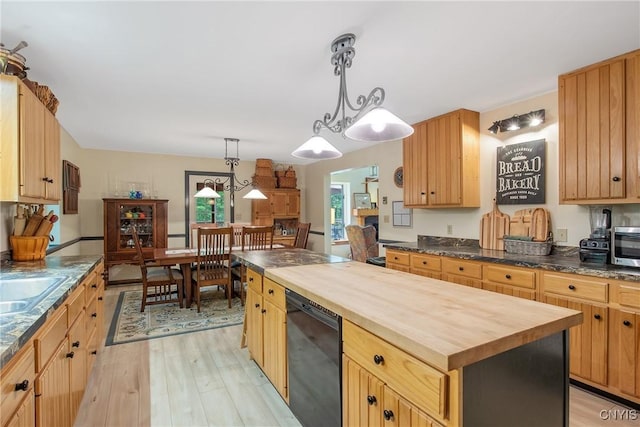 1388 Sky High Rd, Fabius, NY 13159 - kitchen featuring wooden counters, light wood-style floors, and dishwasher
