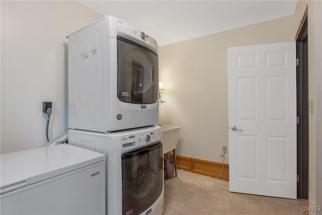1388 Sky High Rd, Fabius, NY 13159 - laundry area with stacked washer and clothes dryer