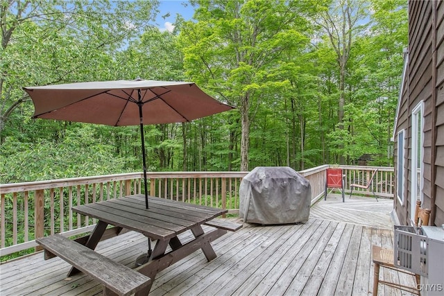 1388 Sky High Rd, Fabius, NY 13159 - wooden terrace featuring area for grilling and outdoor dining space