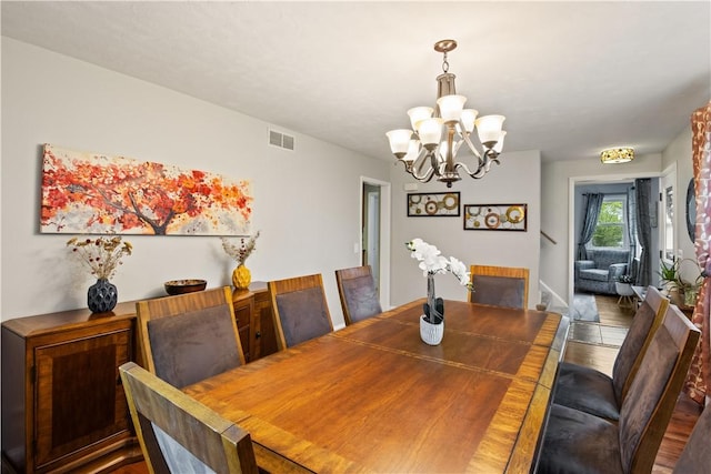 193 Floral Dr, Irondequoit, NY 14617 - dining area featuring a chandelier and wood finished floors