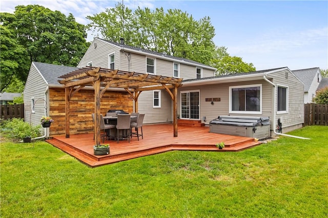 193 Floral Dr, Irondequoit, NY 14617 - rear view of property with a pergola, outdoor dining space, and a deck