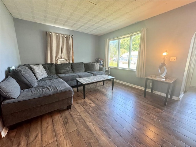 341 Grant St, Elmira-City, NY 14901 - living room featuring dark wood-type flooring and baseboards