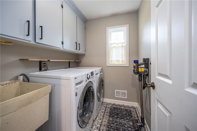 6 Barben Cir, Mendon, NY 14506 - laundry area with cabinet space, baseboards, and separate washer and dryer