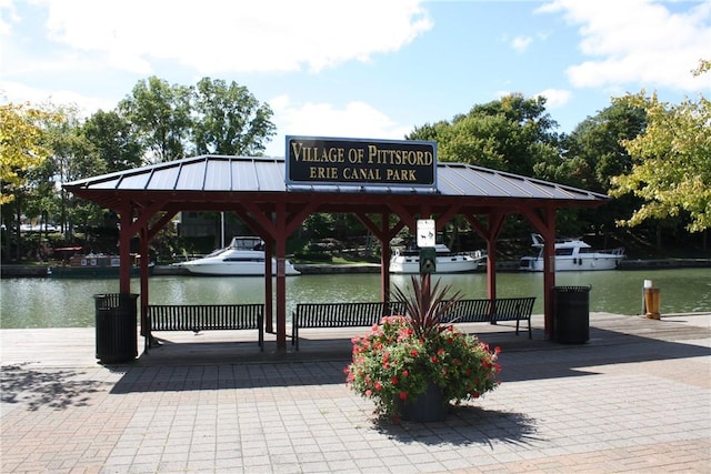 6 Barben Cir, Mendon, NY 14506 - surrounding community with a gazebo and a water view