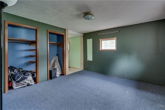 9758 E Rd, Denmark, NY 13367 - unfurnished bedroom with two closets and carpet floors