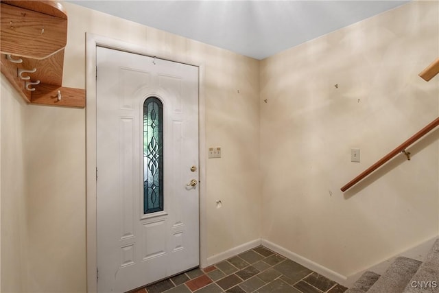 3643 Armstrong Rd, Camillus, NY 13209 - foyer with stairway and baseboards