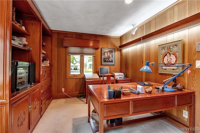 9325 Hunting Valley Rd N, Clarence, NY 14031 - office with wood walls and light colored carpet