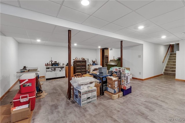 9325 Hunting Valley Rd N, Clarence, NY 14031 - finished below grade area featuring stairs, wood finished floors, a paneled ceiling, and recessed lighting